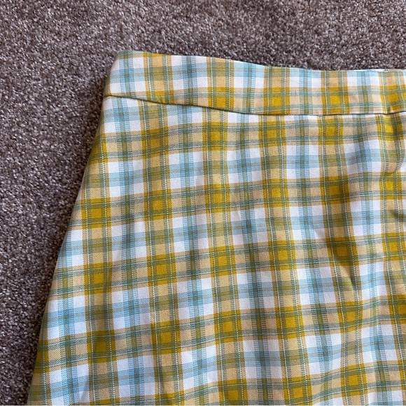 Cider Yellow White Plaid Bow Side Midi Skirt Women’s Plus Size 2X Twee Academia - Picture 5 of 16